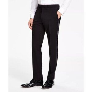 Reaction Kenneth Cole Mens Size 29W Slim-Fit Ready Flex Tuxedo Dress Pants Black